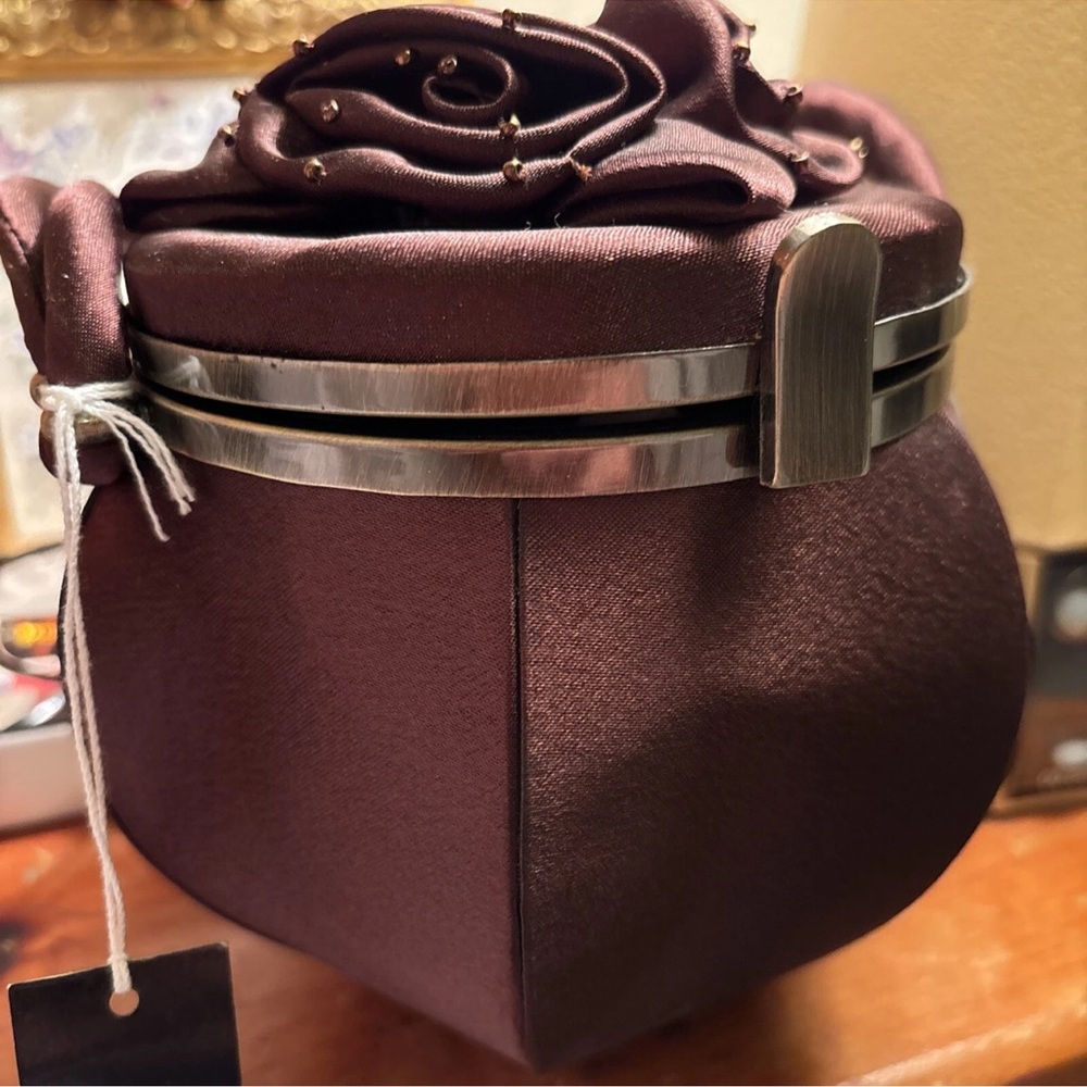 Elegant Brown Satin  Mini Bag-Moni Couture
